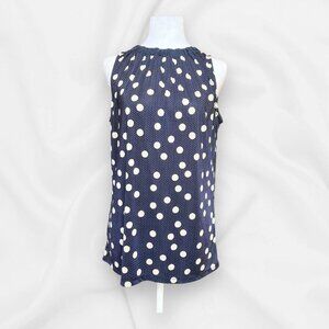 Vintage The Limited Womens Sleeveless Navy Polka Dot Blouse Top Medium Polyester